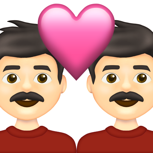 Couple with Heart: Man, Man, Light Skin Tone