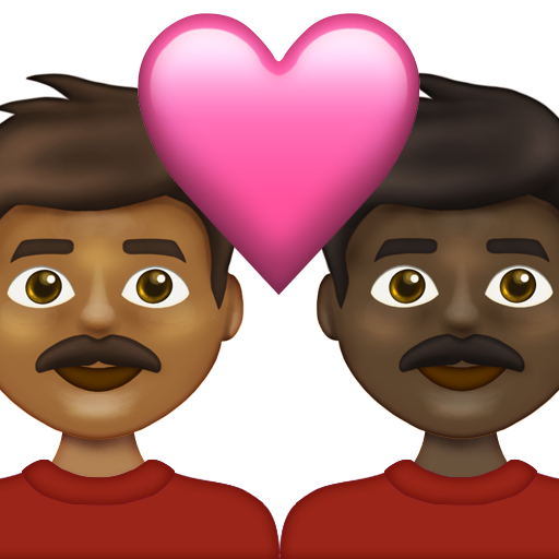 Couple with Heart: Man, Man, Medium-Dark Skin Tone, Dark Skin Tone