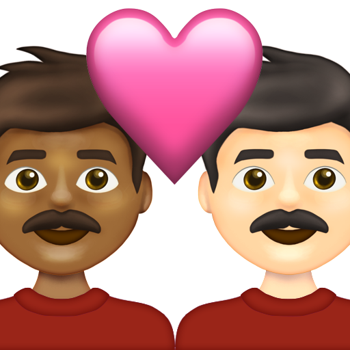 Couple with Heart: Man, Man, Medium-Dark Skin Tone, Light Skin Tone