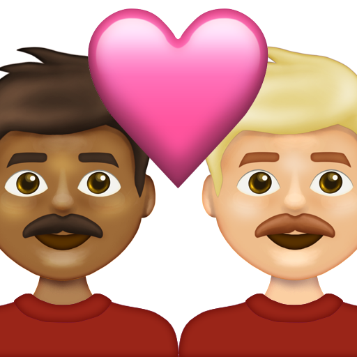 Couple with Heart: Man, Man, Medium-Dark Skin Tone, Medium-Light Skin Tone