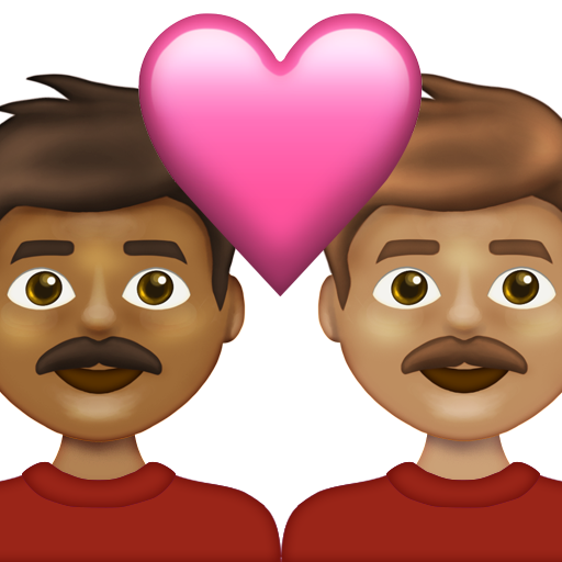 Couple with Heart: Man, Man, Medium-Dark Skin Tone, Medium Skin Tone
