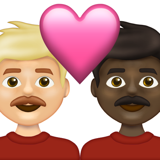 Couple with Heart: Man, Man, Medium-Light Skin Tone, Dark Skin Tone