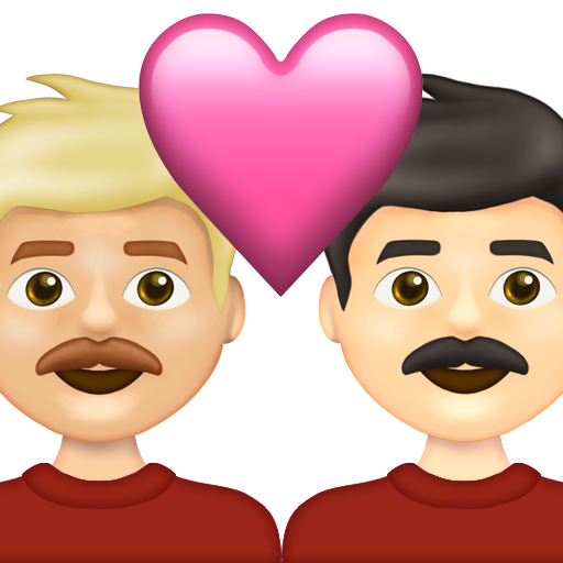 Couple with Heart: Man, Man, Medium-Light Skin Tone, Light Skin Tone