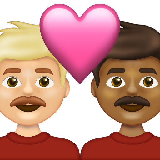 Couple with Heart: Man, Man, Medium-Light Skin Tone, Medium-Dark Skin Tone