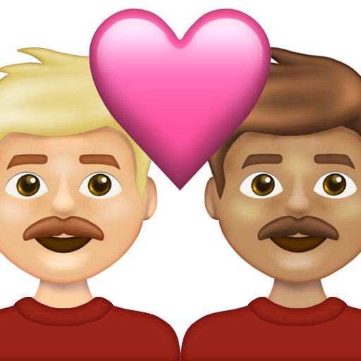 Couple with Heart: Man, Man, Medium-Light Skin Tone, Medium Skin Tone