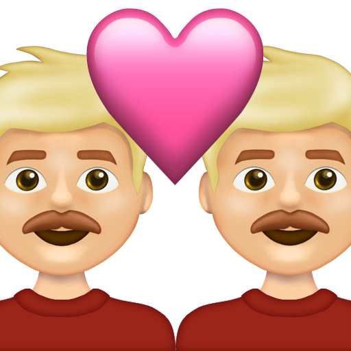 Couple with Heart: Man, Man, Medium-Light Skin Tone