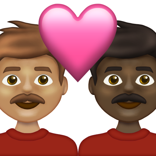 Couple with Heart: Man, Man, Medium Skin Tone, Dark Skin Tone