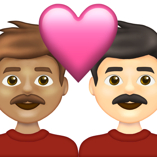 Couple with Heart: Man, Man, Medium Skin Tone, Light Skin Tone
