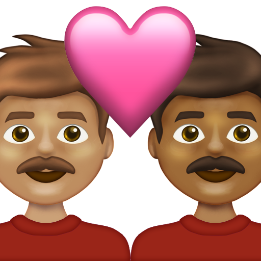 Couple with Heart: Man, Man, Medium Skin Tone, Medium-Dark Skin Tone