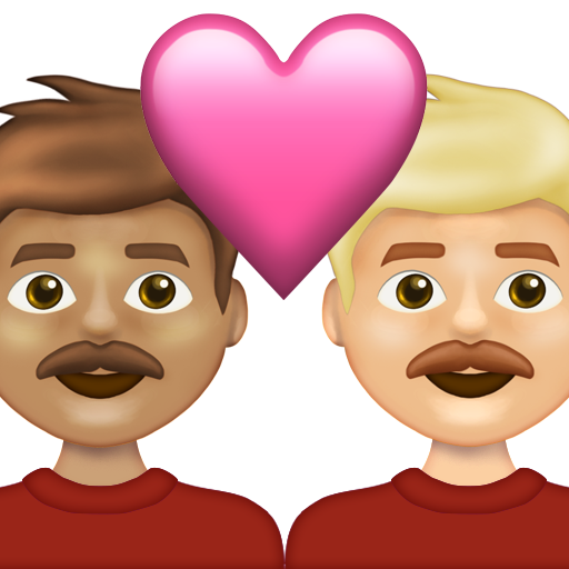 Couple with Heart: Man, Man, Medium Skin Tone, Medium-Light Skin Tone