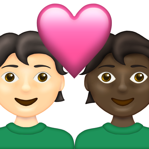 Couple with Heart: Person, Person, Light Skin Tone, Dark Skin Tone