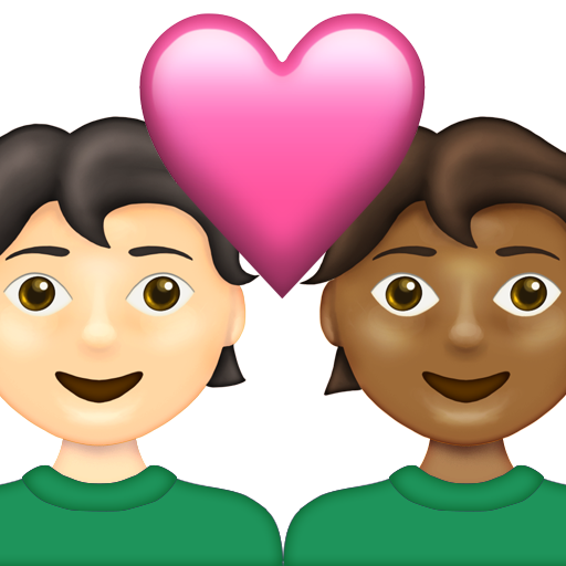 Couple with Heart: Person, Person, Light Skin Tone, Medium-Dark Skin Tone