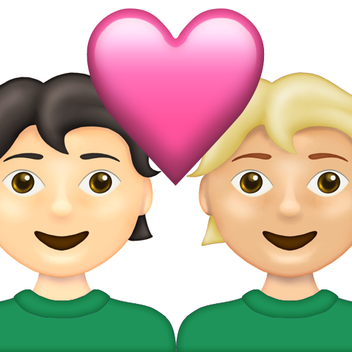 Couple with Heart: Person, Person, Light Skin Tone, Medium-Light Skin Tone