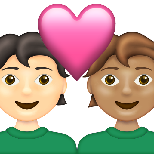 Couple with Heart: Person, Person, Light Skin Tone, Medium Skin Tone