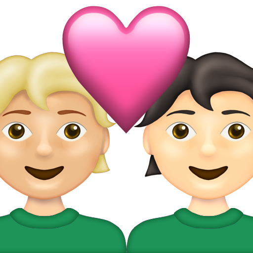Couple with Heart: Person, Person, Medium-Light Skin Tone, Light Skin Tone