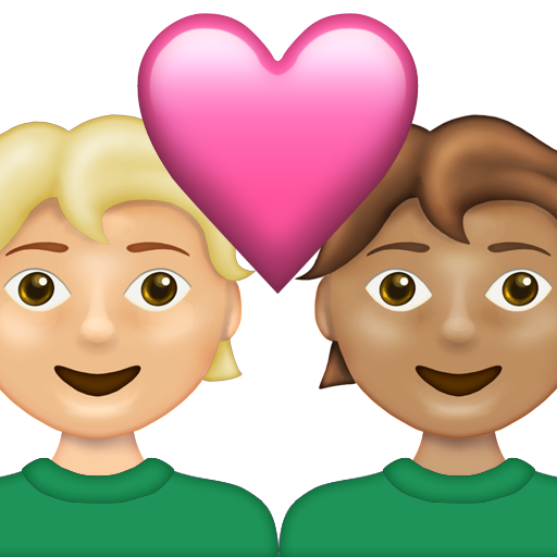 Couple with Heart: Person, Person, Medium-Light Skin Tone, Medium Skin Tone