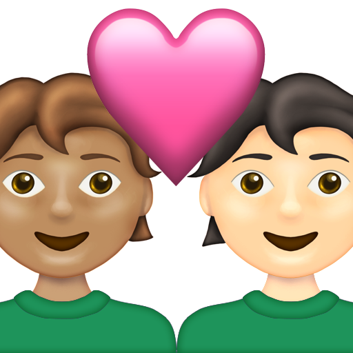 Couple with Heart: Person, Person, Medium Skin Tone, Light Skin Tone