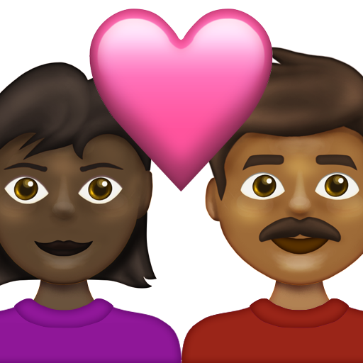 Couple with Heart: Woman, Man, Dark Skin Tone, Medium-Dark Skin Tone