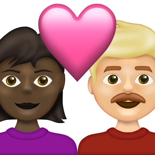 Couple with Heart: Woman, Man, Dark Skin Tone, Medium-Light Skin Tone