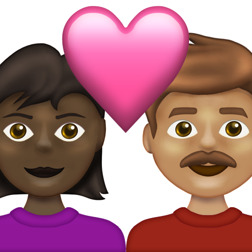 Couple with Heart: Woman, Man, Dark Skin Tone, Medium Skin Tone