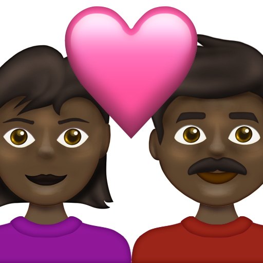 Couple with Heart: Woman, Man, Dark Skin Tone