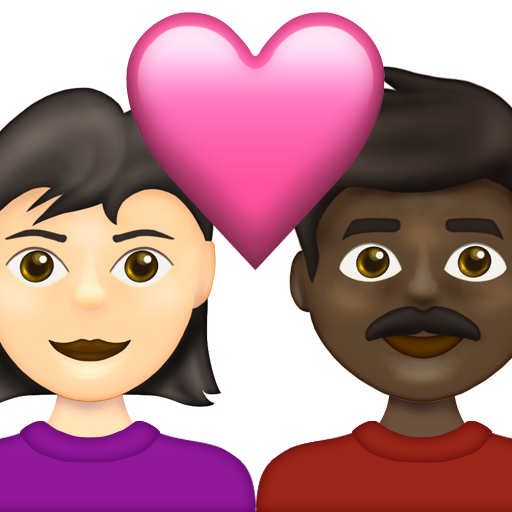 Couple with Heart: Woman, Man, Light Skin Tone, Dark Skin Tone