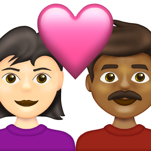 Couple with Heart: Woman, Man, Light Skin Tone, Medium-Dark Skin Tone