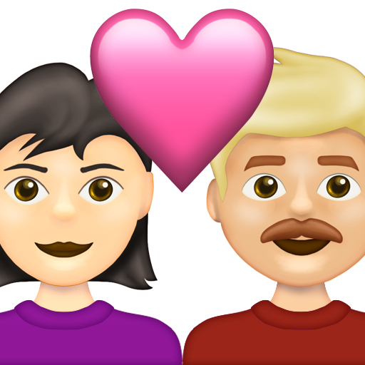 Couple with Heart: Woman, Man, Light Skin Tone, Medium-Light Skin Tone