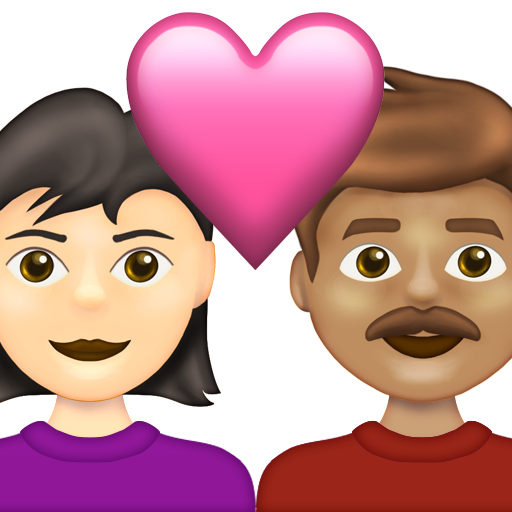 Couple with Heart: Woman, Man, Light Skin Tone, Medium Skin Tone