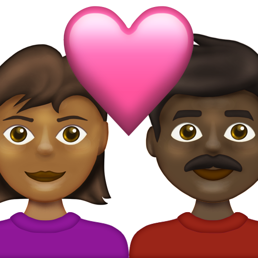 Couple with Heart: Woman, Man, Medium-Dark Skin Tone, Dark Skin Tone