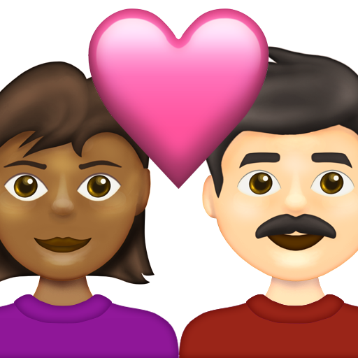 Couple with Heart: Woman, Man, Medium-Dark Skin Tone, Light Skin Tone