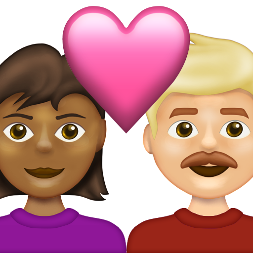 Couple with Heart: Woman, Man, Medium-Dark Skin Tone, Medium-Light Skin Tone