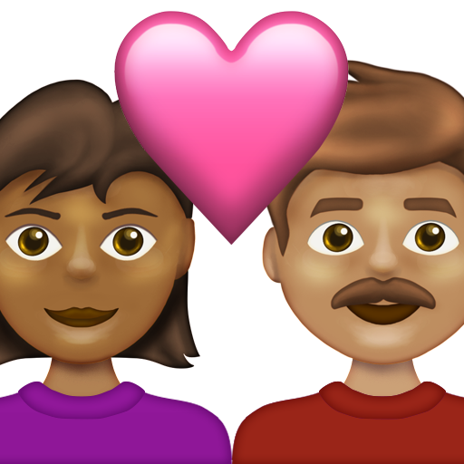 Couple with Heart: Woman, Man, Medium-Dark Skin Tone, Medium Skin Tone