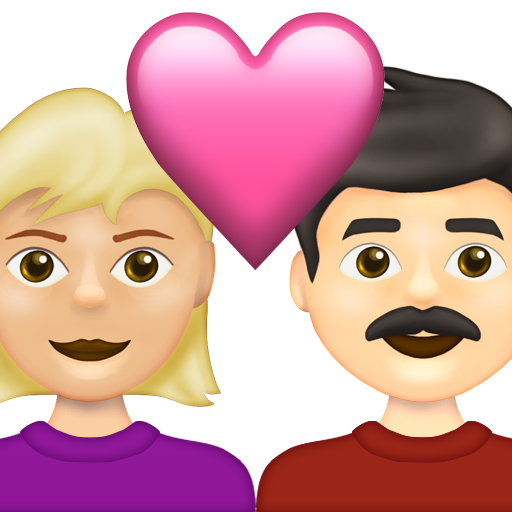 Couple with Heart: Woman, Man, Medium-Light Skin Tone, Light Skin Tone