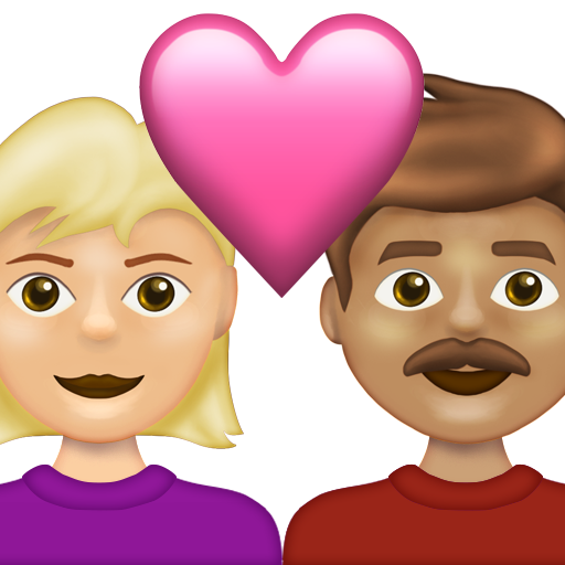 Couple with Heart: Woman, Man, Medium-Light Skin Tone, Medium Skin Tone