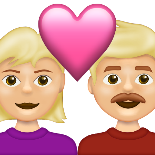 Couple with Heart: Woman, Man, Medium-Light Skin Tone