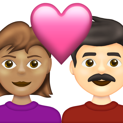 Couple with Heart: Woman, Man, Medium Skin Tone, Light Skin Tone