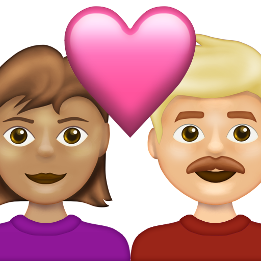 Couple with Heart: Woman, Man, Medium Skin Tone, Medium-Light Skin Tone