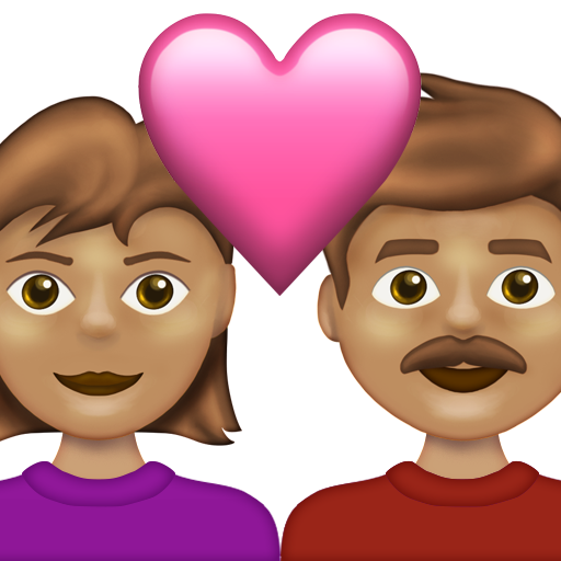 Couple with Heart: Woman, Man, Medium Skin Tone