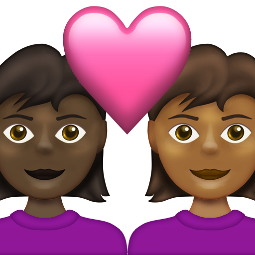 Couple with Heart: Woman, Woman, Dark Skin Tone, Medium-Dark Skin Tone