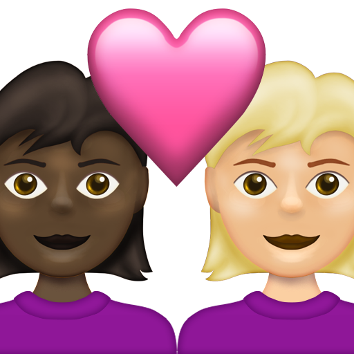 Couple with Heart: Woman, Woman, Dark Skin Tone, Medium-Light Skin Tone