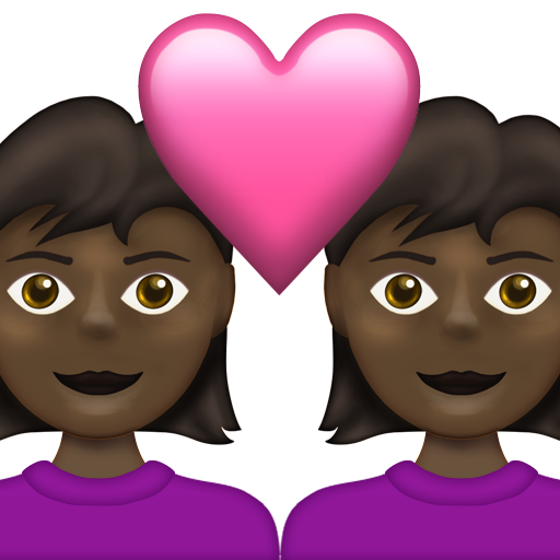 Couple with Heart: Woman, Woman, Dark Skin Tone