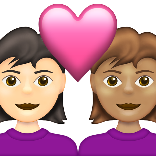 Couple with Heart: Woman, Woman, Light Skin Tone, Medium Skin Tone