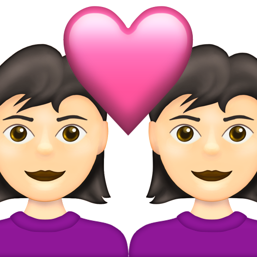 Couple with Heart: Woman, Woman, Light Skin Tone