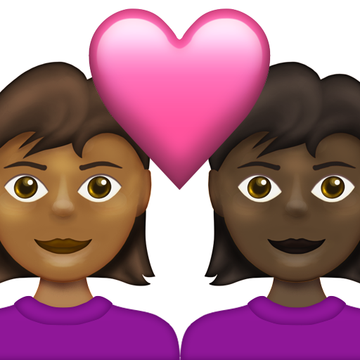 Couple with Heart: Woman, Woman, Medium-Dark Skin Tone, Dark Skin Tone