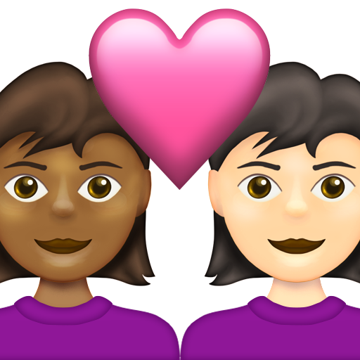 Couple with Heart: Woman, Woman, Medium-Dark Skin Tone, Light Skin Tone