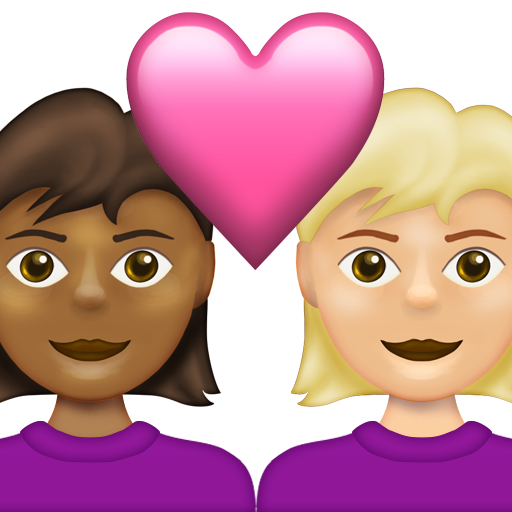 Couple with Heart: Woman, Woman, Medium-Dark Skin Tone, Medium-Light Skin Tone