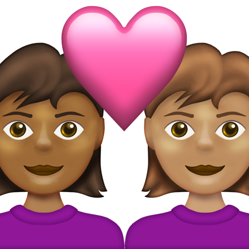 Couple with Heart: Woman, Woman, Medium-Dark Skin Tone, Medium Skin Tone