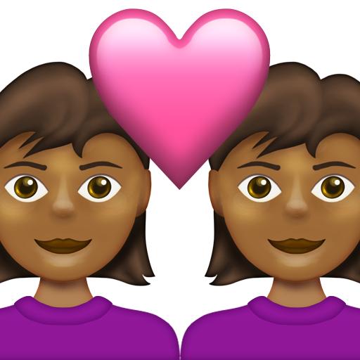 Couple with Heart: Woman, Woman, Medium-Dark Skin Tone