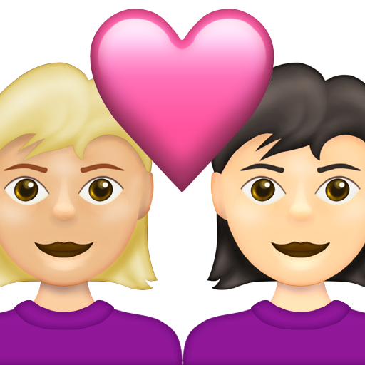 Couple with Heart: Woman, Woman, Medium-Light Skin Tone, Light Skin Tone